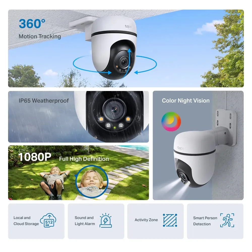 كاميرا مراقبة خارجية Wi-Fi تي بي لينك C500 | رؤية ليلية بدقة 1080P