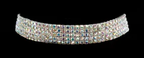 #15960 - 5 Row Stretch Rhinestone Necklace - AB Silver