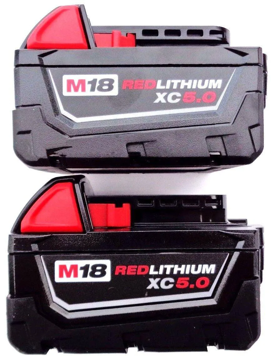 2 PACK For Milwaukee M18 Lithium XC 5.0 AH Extended Capacity Battery 48-11-1860