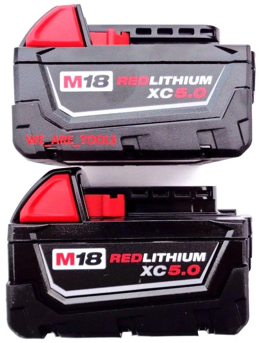 2 PACK For Milwaukee M18 Lithium XC 5.0 AH Extended Capacity Battery 48-11-1860
