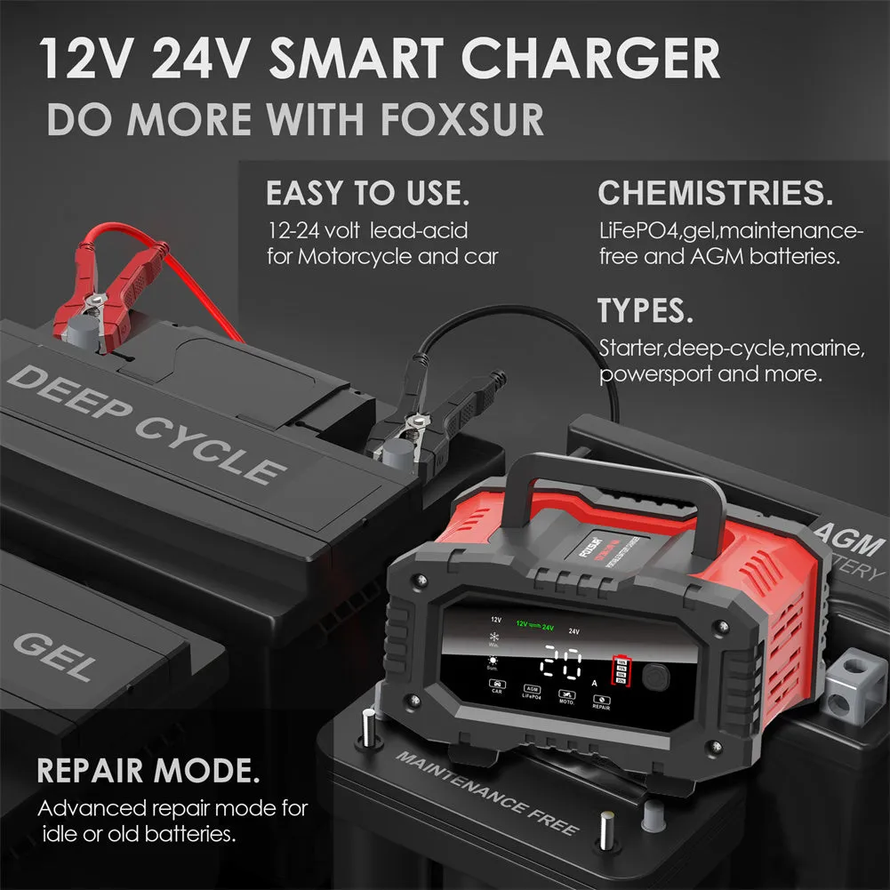 20A Car Battery Charger 12V 24V Automatic Smart Charger Automatic