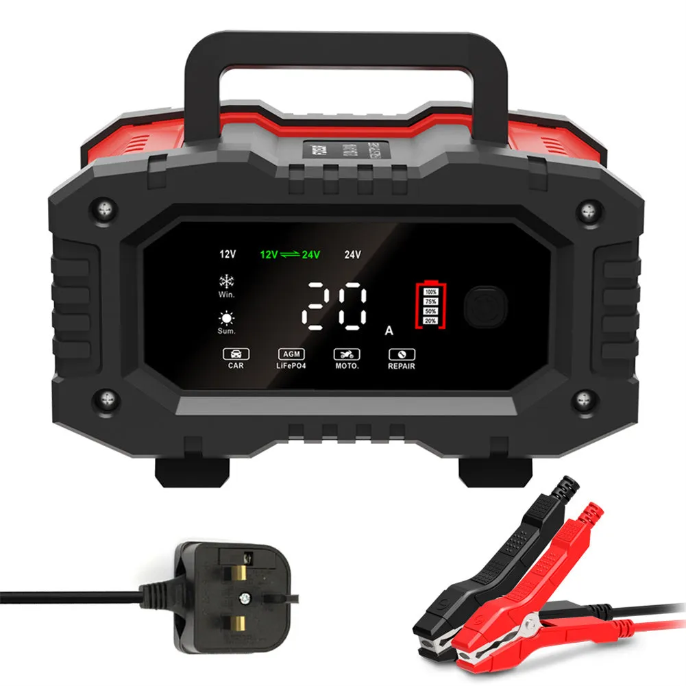 20A Car Battery Charger 12V 24V Automatic Smart Charger Automatic