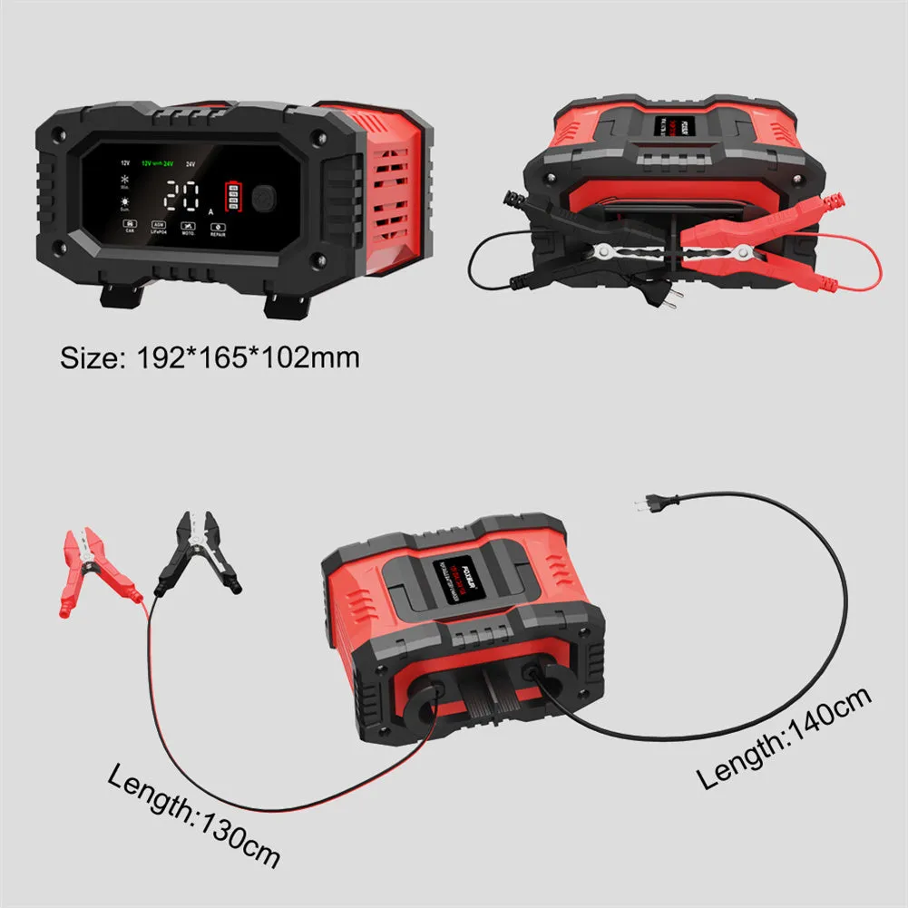 20A Car Battery Charger 12V 24V Automatic Smart Charger Automatic