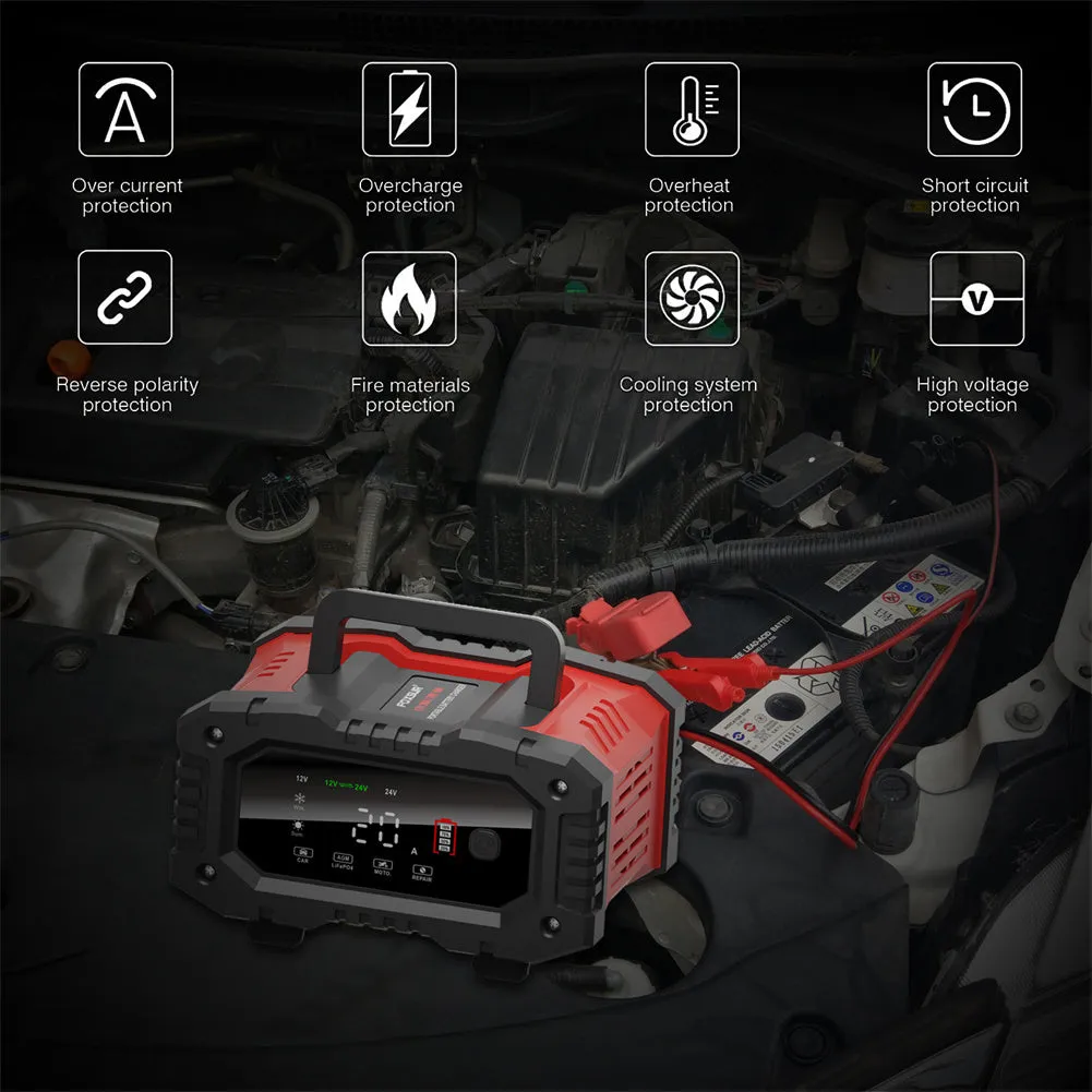 20A Car Battery Charger 12V 24V Automatic Smart Charger Automatic