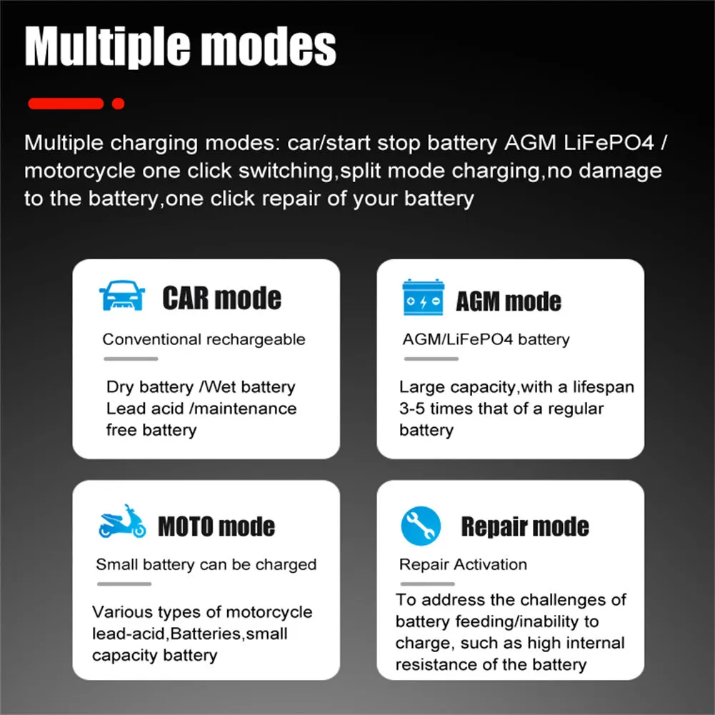 20A Car Battery Charger 12V 24V Automatic Smart Charger Automatic