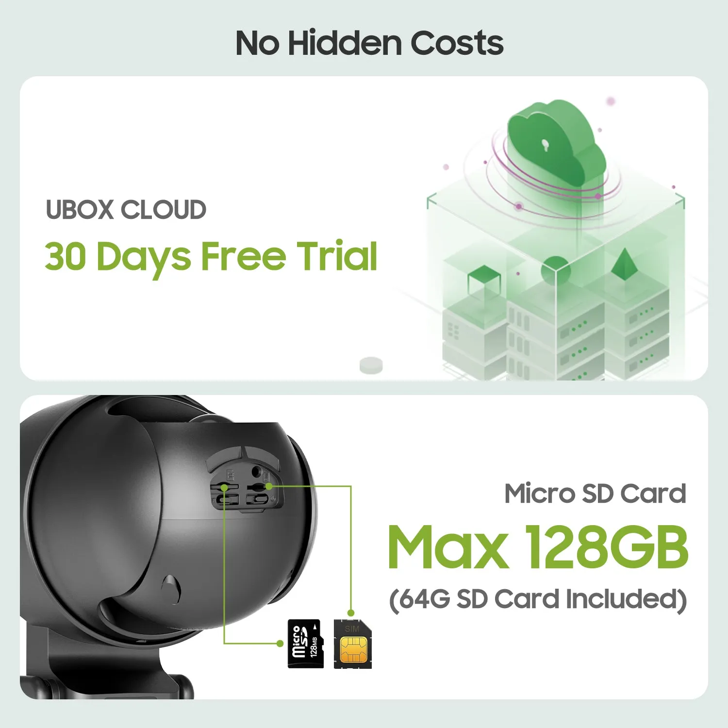 4G LTE Cellular Wireless Security Camera 360° PTZ 2K Solar No WiFi Surveillance Camera MANSHUR UB6G (UBOX App)