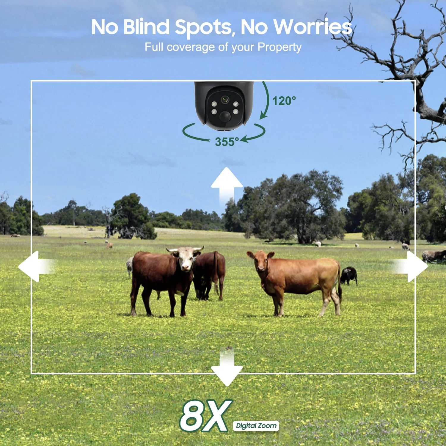 4G LTE Cellular Wireless Security Camera 360° PTZ 2K Solar No WiFi Surveillance Camera MANSHUR UB6G (UBOX App)