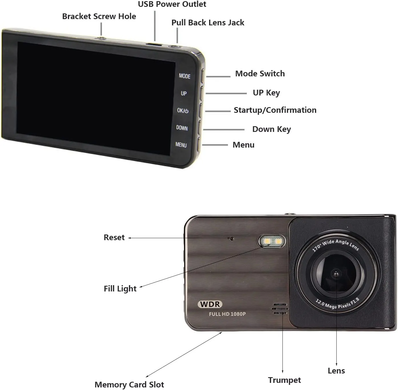 4" 170-Degree Wide-Angle 1080P Dashboard Camera Q-Ca992