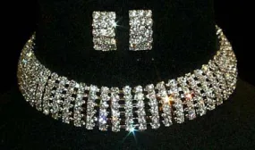 6 Row Adjustable Rhinestone Choker