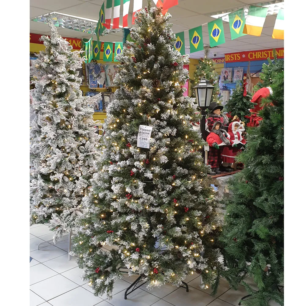 7.5ft Snow Tipped Alpine prelit Christmas tree