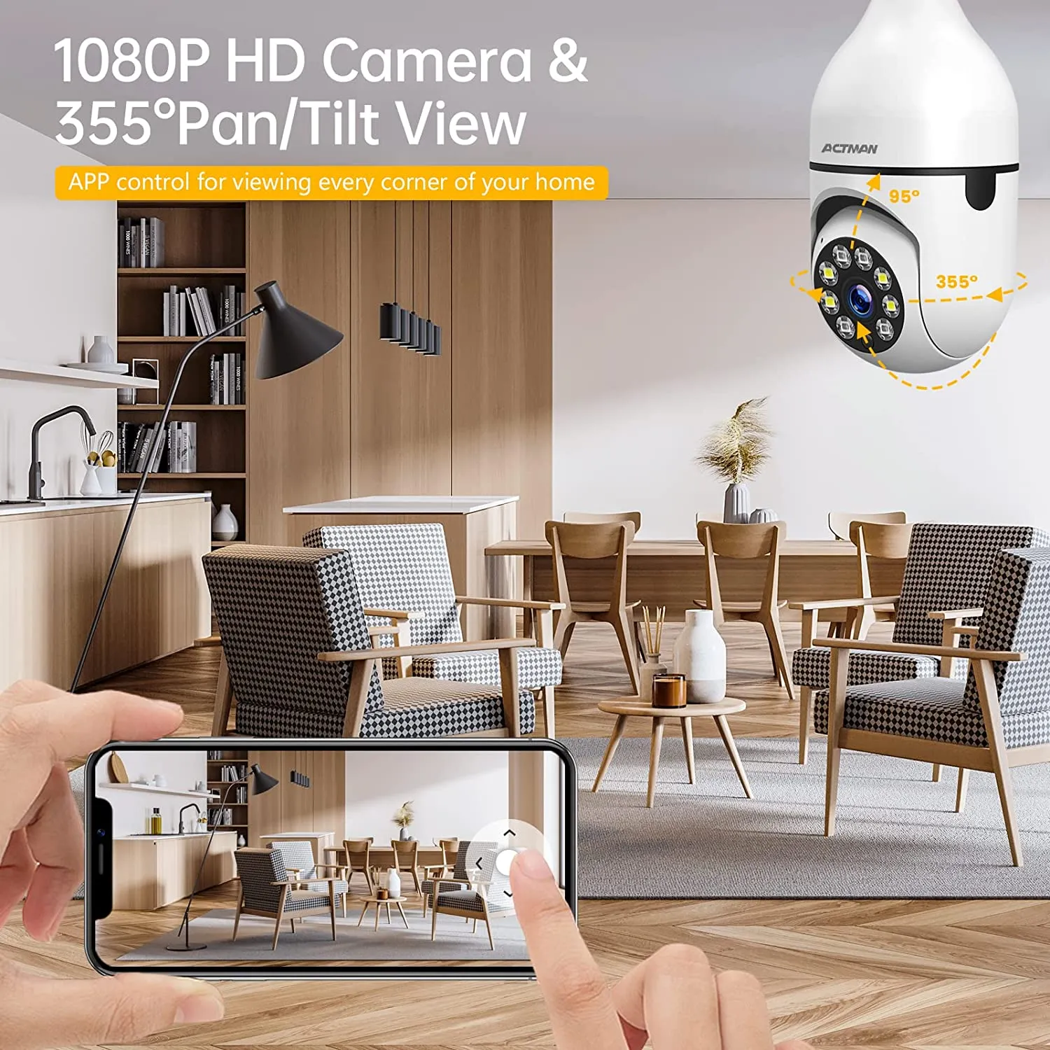 ACTMAN 2pcs 2.4G WiFi Security Camera Outdoor, Wireless Security Camera Home Security System with Two Way Talk, 2-Way Audio, HD 1080P Tile Full Color Night Vision
