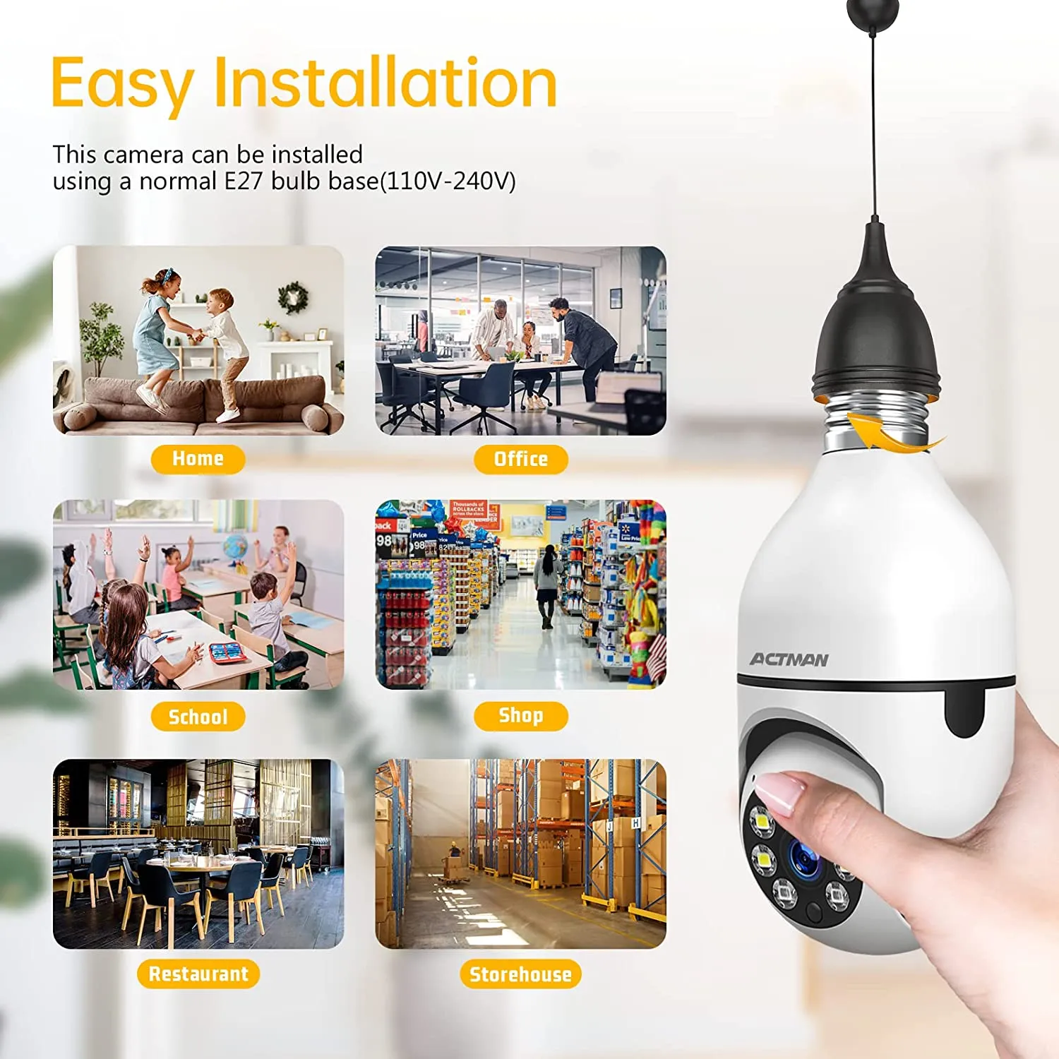 ACTMAN 2pcs 2.4G WiFi Security Camera Outdoor, Wireless Security Camera Home Security System with Two Way Talk, 2-Way Audio, HD 1080P Tile Full Color Night Vision