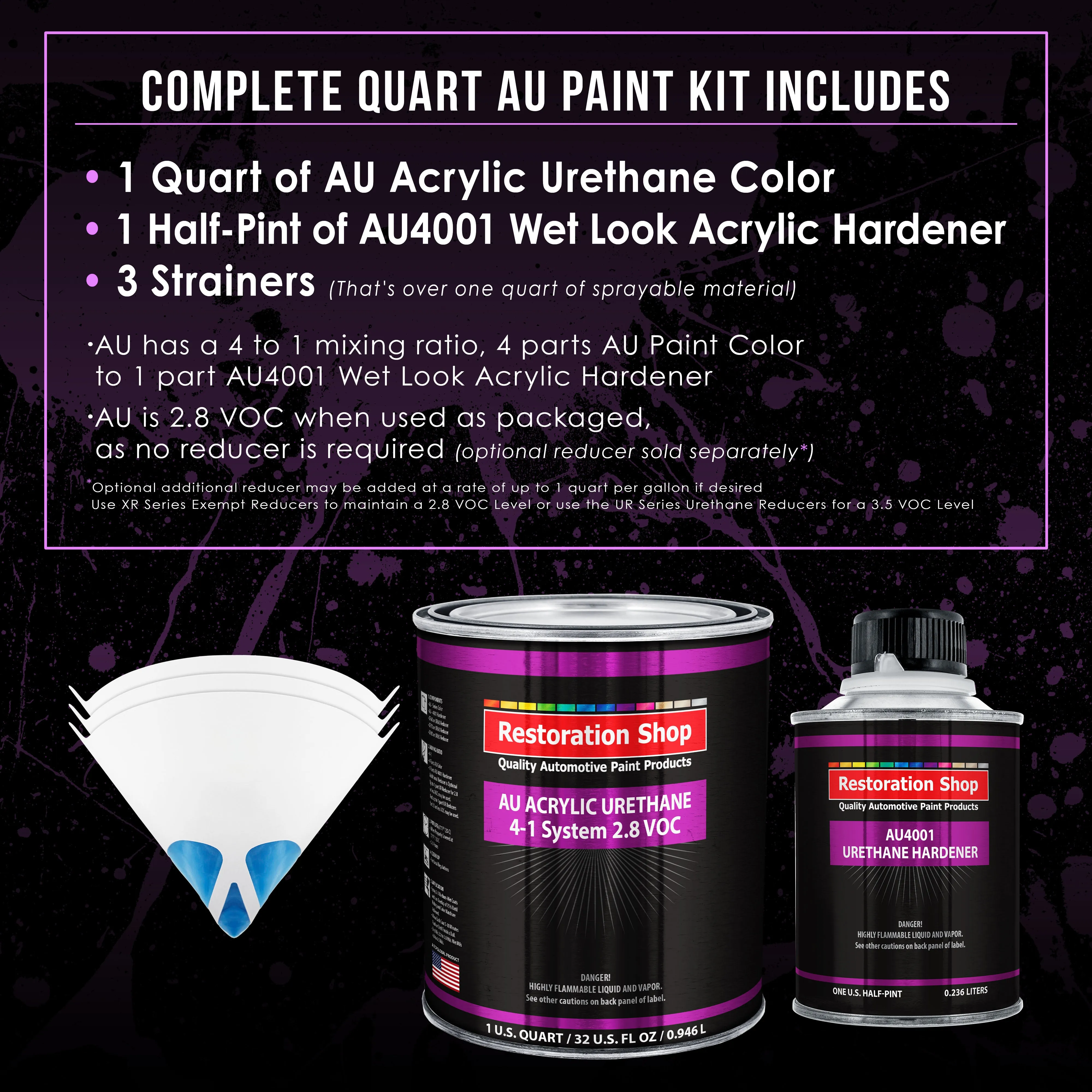 Arizona Bronze Metallic Acrylic Urethane Auto Paint (Complete Quart Paint Kit) Professional Single Stage Automotive Car Coating, 4:1 Mix Ratio 2.8 VOC