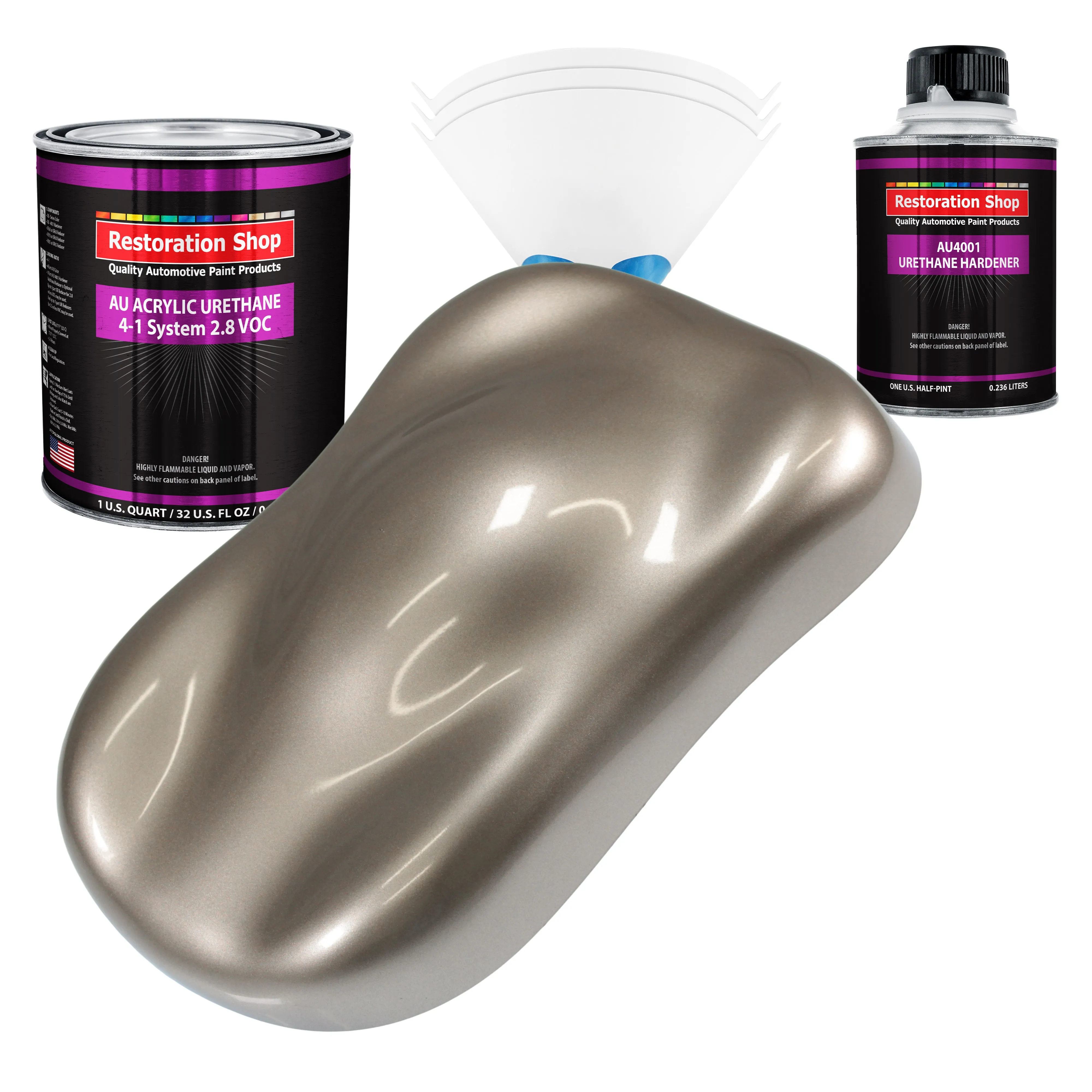 Arizona Bronze Metallic Acrylic Urethane Auto Paint (Complete Quart Paint Kit) Professional Single Stage Automotive Car Coating, 4:1 Mix Ratio 2.8 VOC