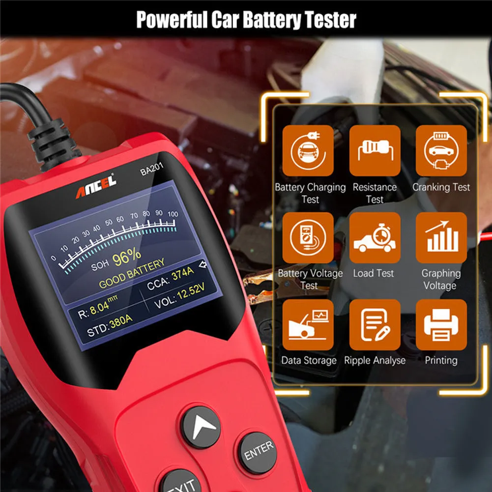 Ba201 Car Battery Tester Detector 12v 100-2000cca Battery
