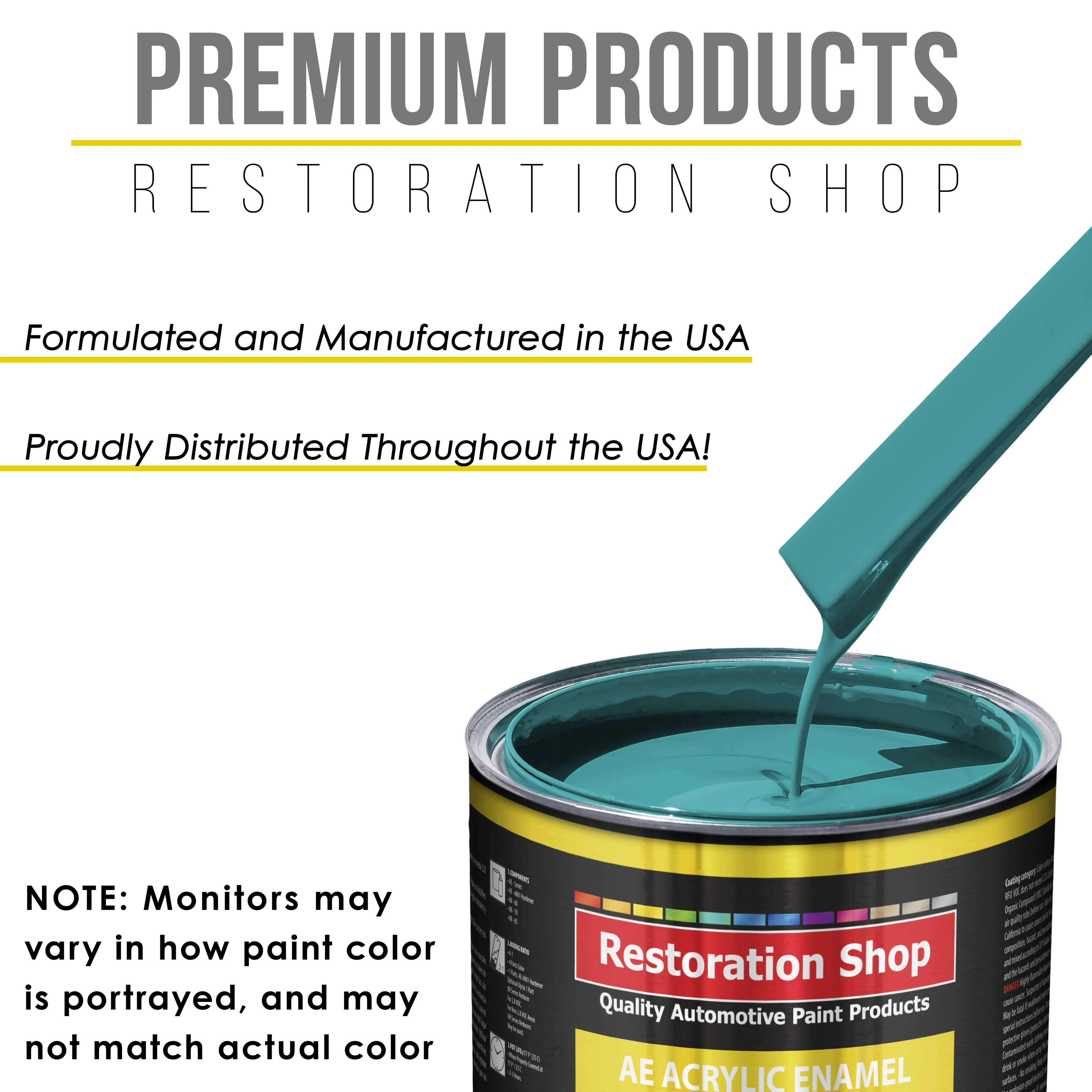 Bright Racing Aqua Acrylic Enamel Auto Paint (Complete Quart Paint Kit) Professional Single Stage Automotive Car Truck Coating, 8:1 Mix Ratio 2.8 VOC
