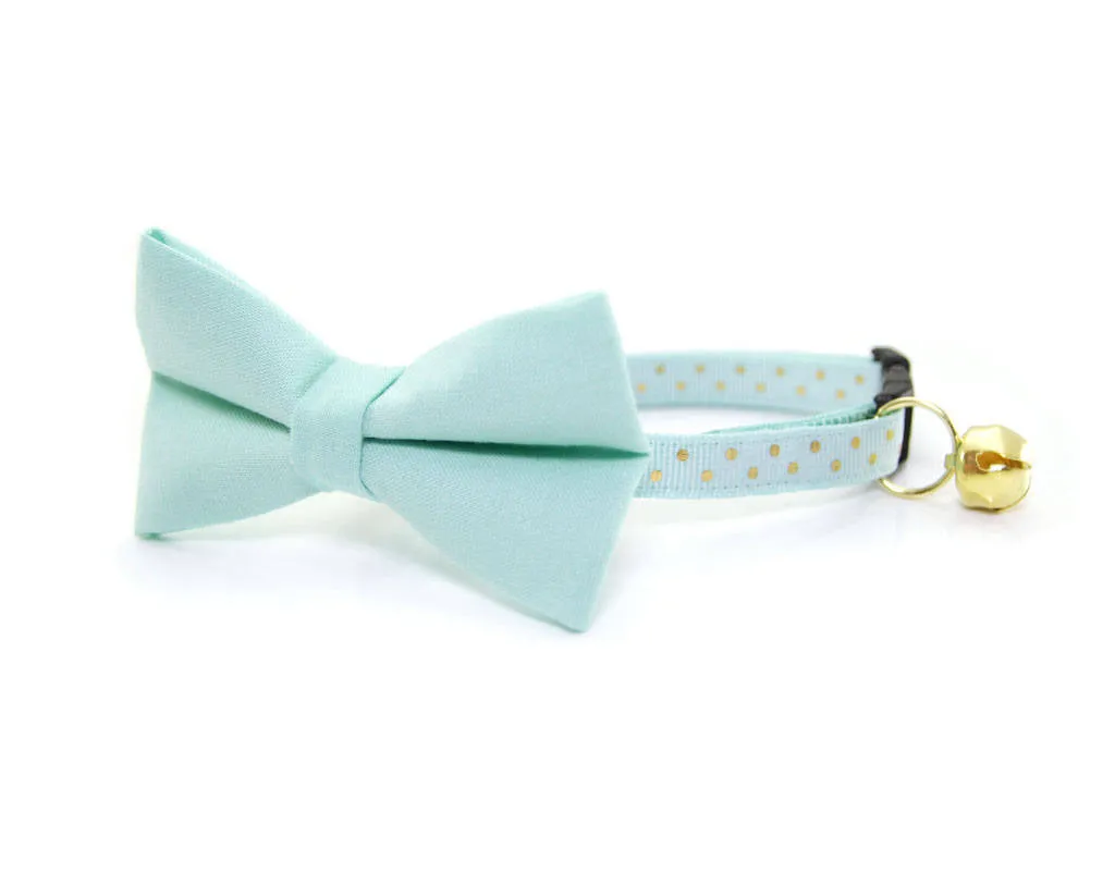 Cat Bow Tie - "Color Collection - Mint" - Aqua Pastel Cat Collar Bow Tie / Wedding / Removable (One Size)