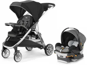 Chicco BravoFor2 Standing/Sitting Double Stroller   Keyfit 30 Travel System Bundle - Iron / Orion
