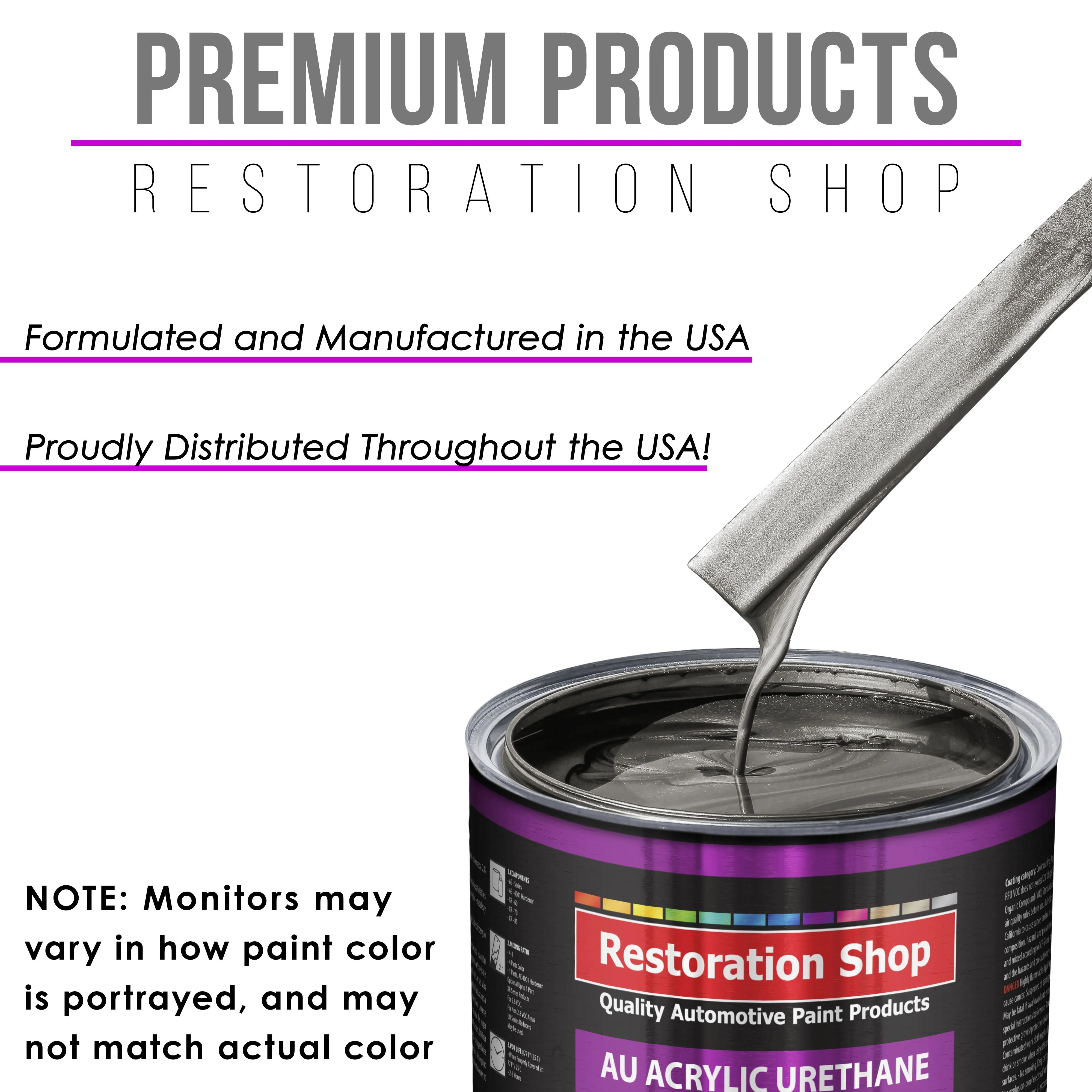 Chop Top Silver Metallic Acrylic Urethane Auto Paint - Complete Gallon Paint Kit - Pro Single Stage Automotive Car Truck Coating 4:1 Mix Ratio 2.8 VOC
