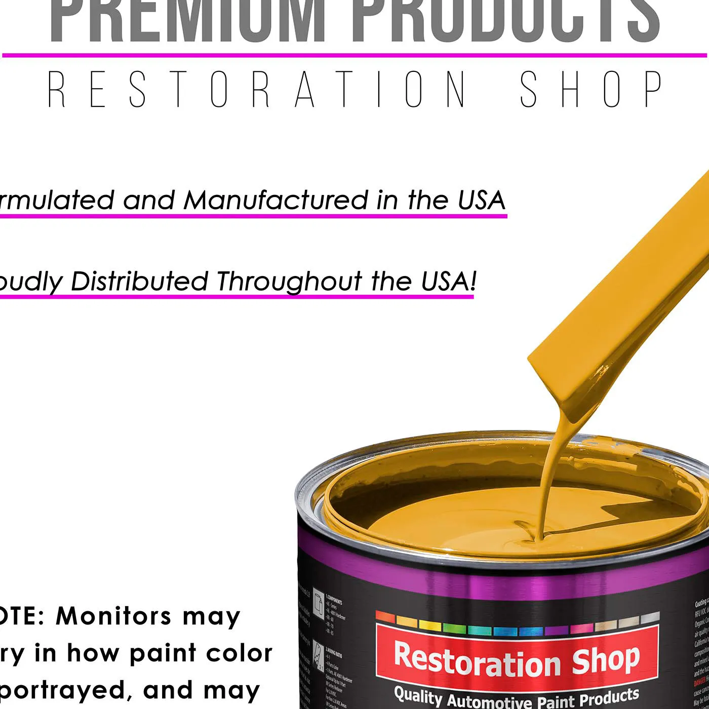 Citrus Yellow Acrylic Urethane Auto Paint - Complete Quart Paint Kit - Professional Single Stage Automotive Car Truck Coating, 4:1 Mix Ratio 2.8 VOC