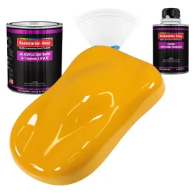Citrus Yellow Acrylic Urethane Auto Paint - Complete Quart Paint Kit - Professional Single Stage Automotive Car Truck Coating, 4:1 Mix Ratio 2.8 VOC