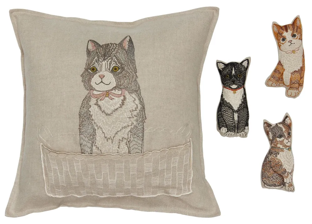 Coral & Tusk Basket of Kittens Pocket Pillow