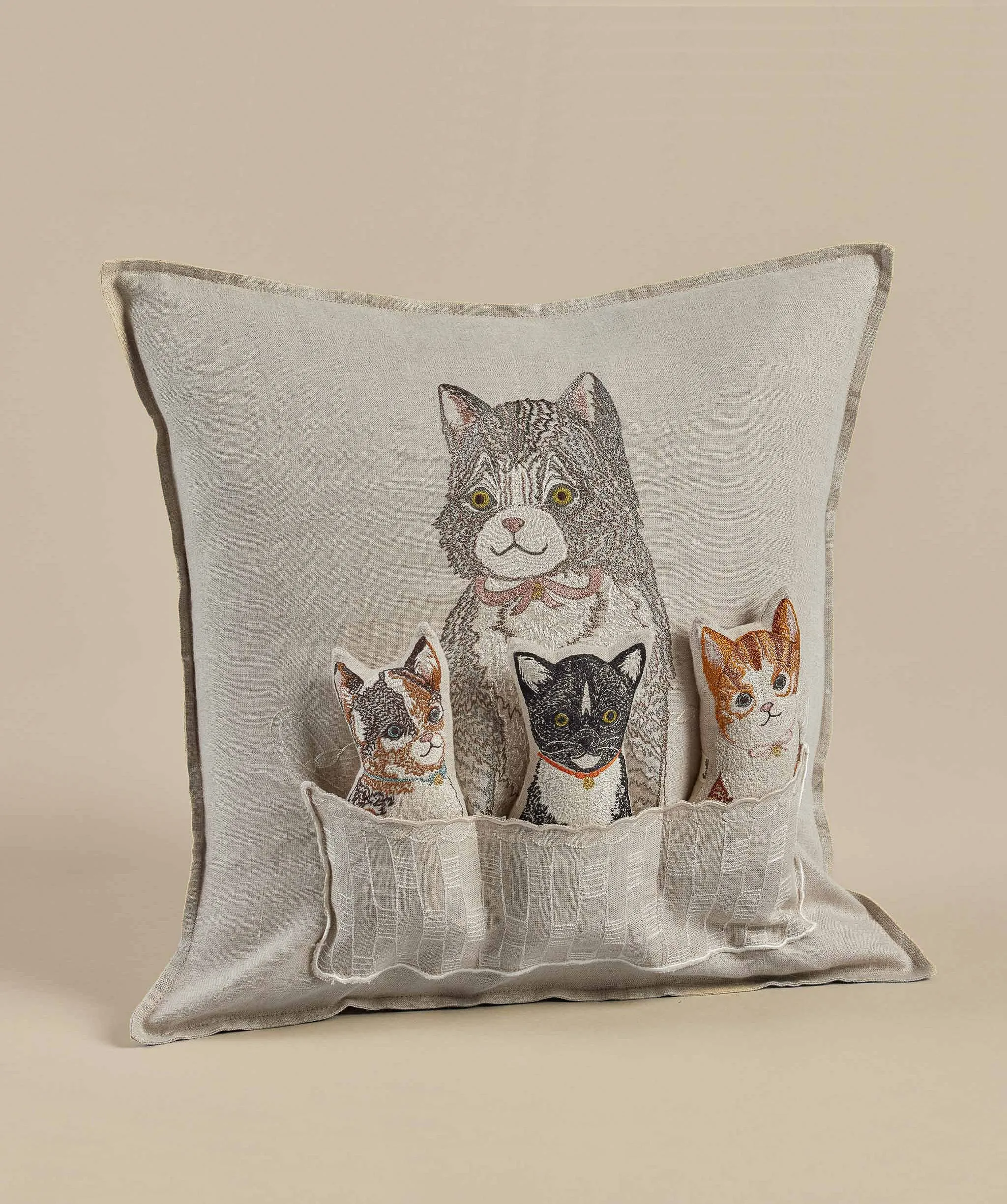 Coral & Tusk Basket of Kittens Pocket Pillow
