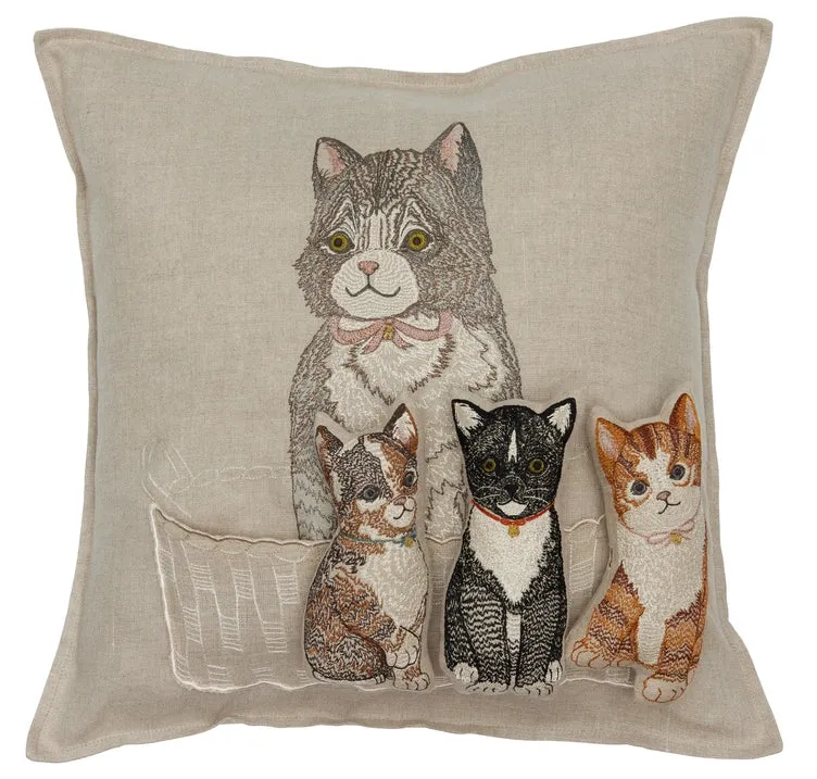 Coral & Tusk Basket of Kittens Pocket Pillow