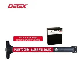 Detex - V40-EE-CD - Delayed Egress Rim Exit Device - 36" - 24VDC Power Supply - Cylinder Dogging - Satin Aluminum - 10 Year Warranty