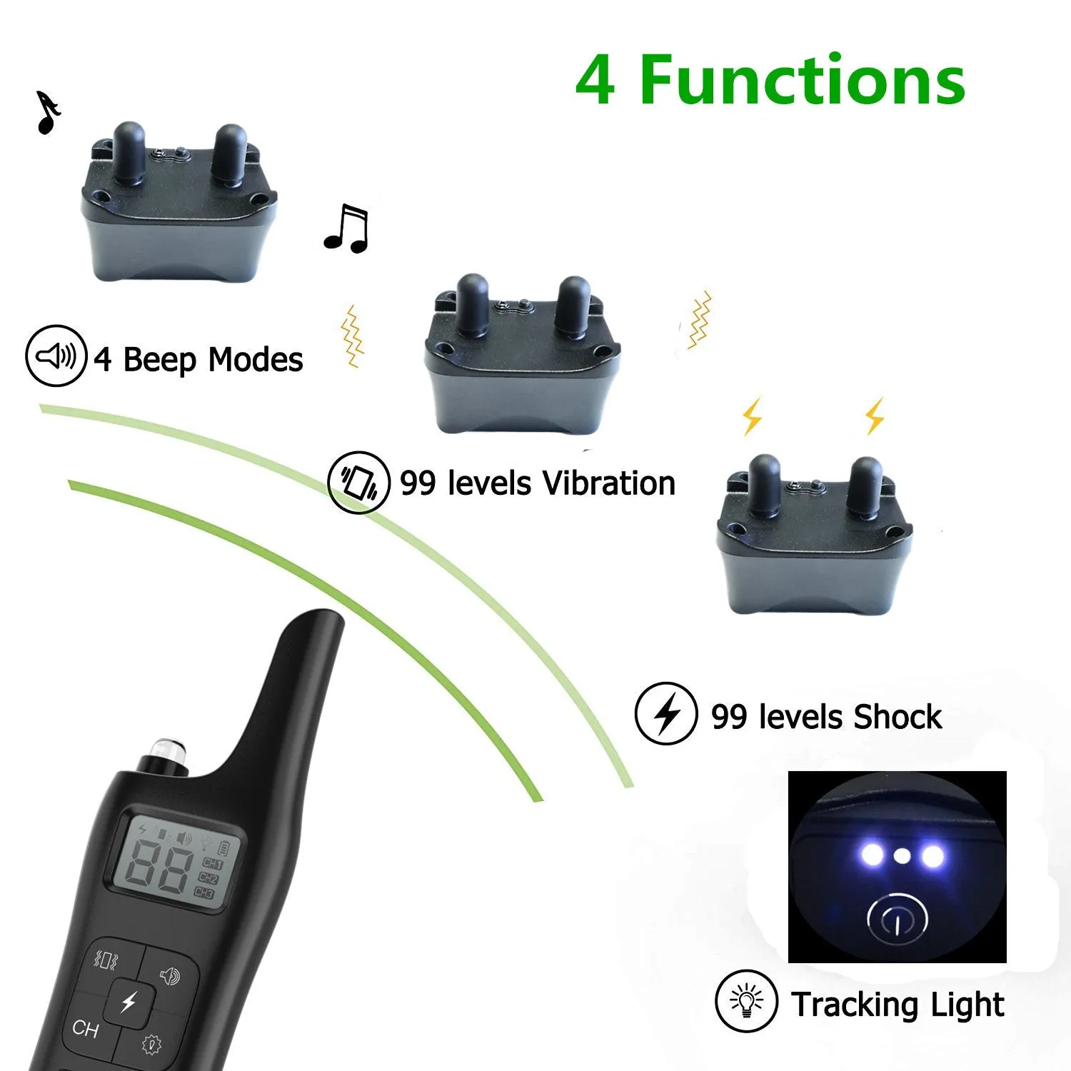 Dog Training Collar Dog Trainer Anti-Barking Remote Control Electric Shock Vibration Warning Electronic Collar Waterproof Training Aids