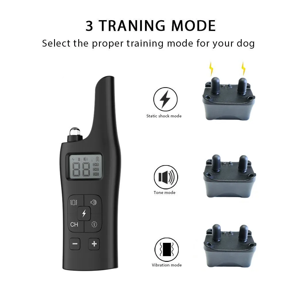 Dog Training Collar Dog Trainer Anti-Barking Remote Control Electric Shock Vibration Warning Electronic Collar Waterproof Training Aids