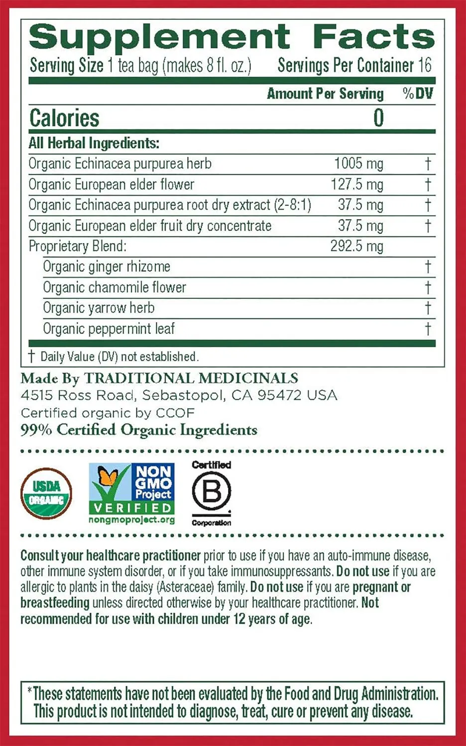 Echinacea Plus Tea with Elderberry