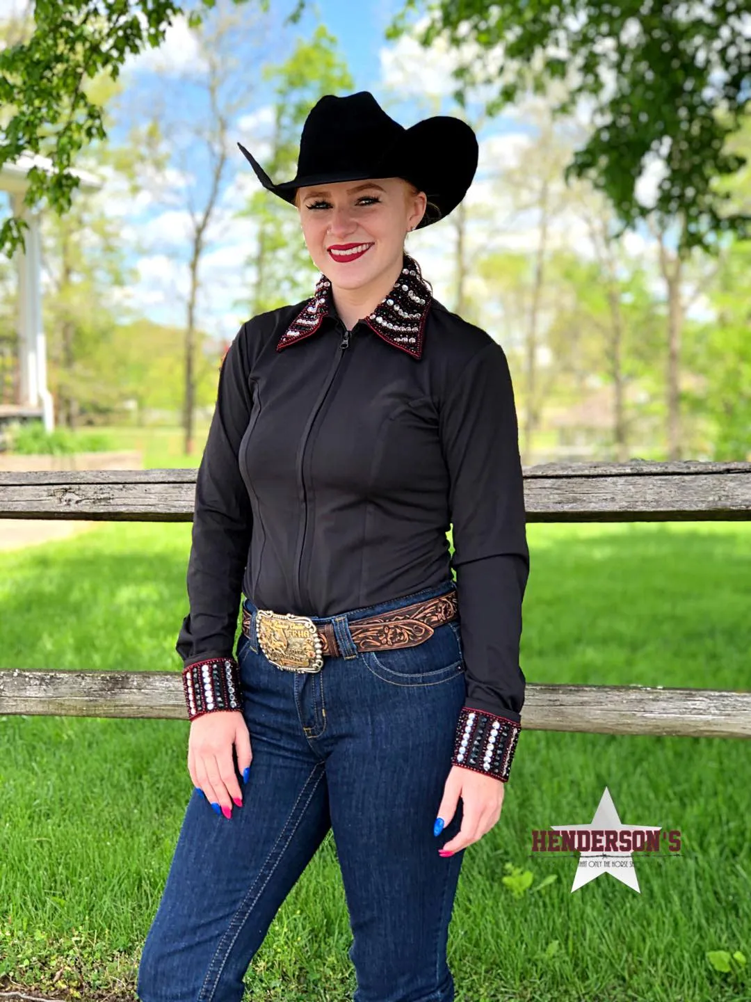 Elite Bling Collar Show Shirt ~ Red