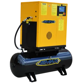 EMAX Industrial Plus 7.5HP 208/230/460V - 3 Phase Rotary Screw Air Compressor - Mounted on 80 gal. Tank (no dryer)