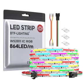FCOB SPI RGB IC WS2811 864LEDs Addressable Full Color LED Strip Light Flexible DC12V 24V RA90
