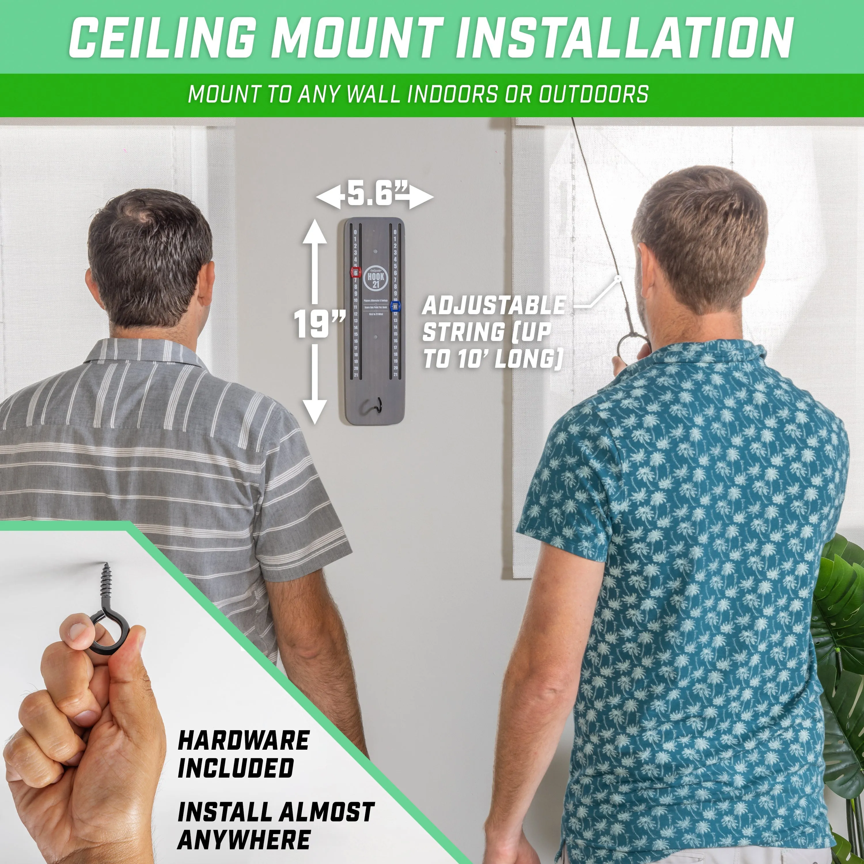 GoSports Hook 21 Ceiling Mount Ring Swing Game - Gray