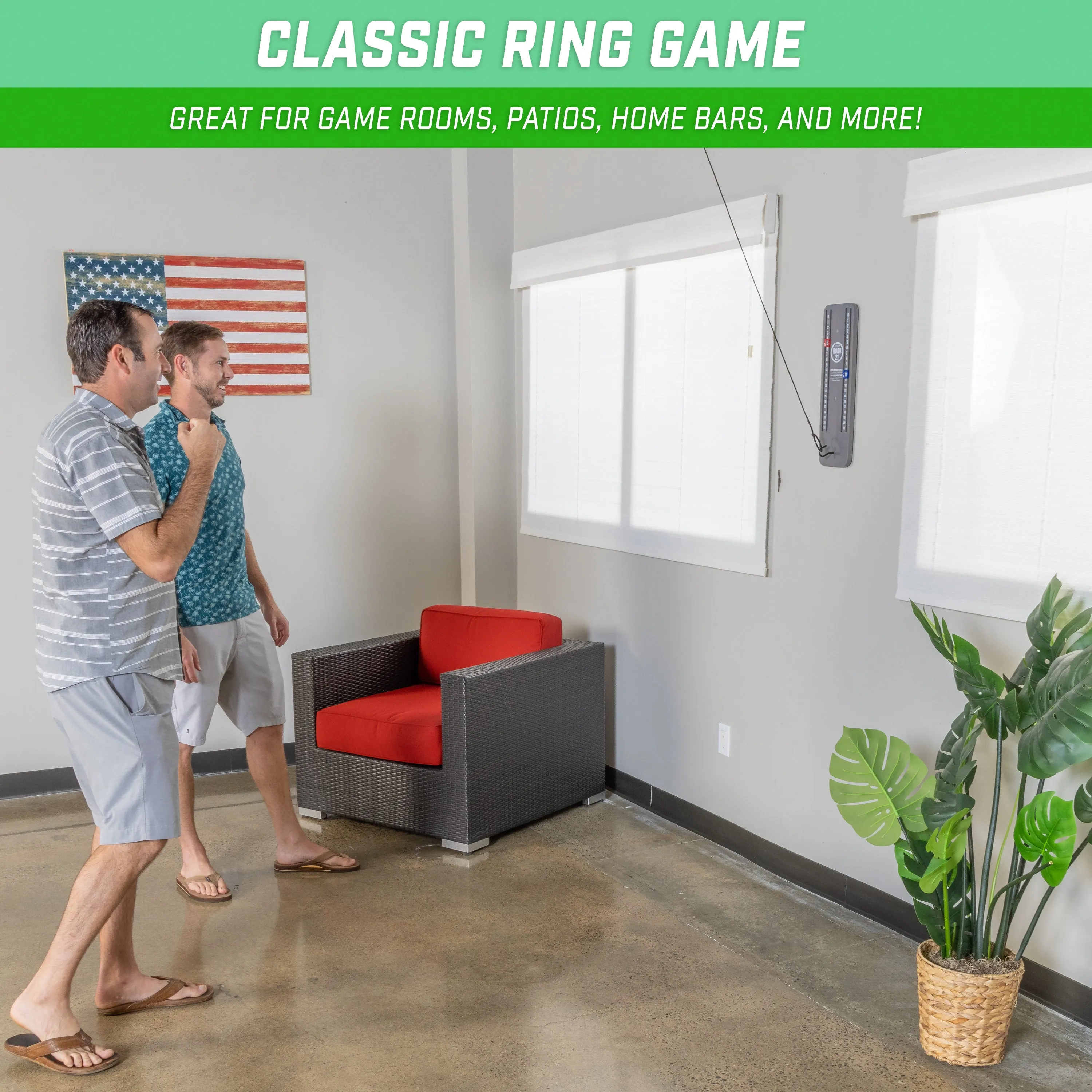 GoSports Hook 21 Ceiling Mount Ring Swing Game - Gray