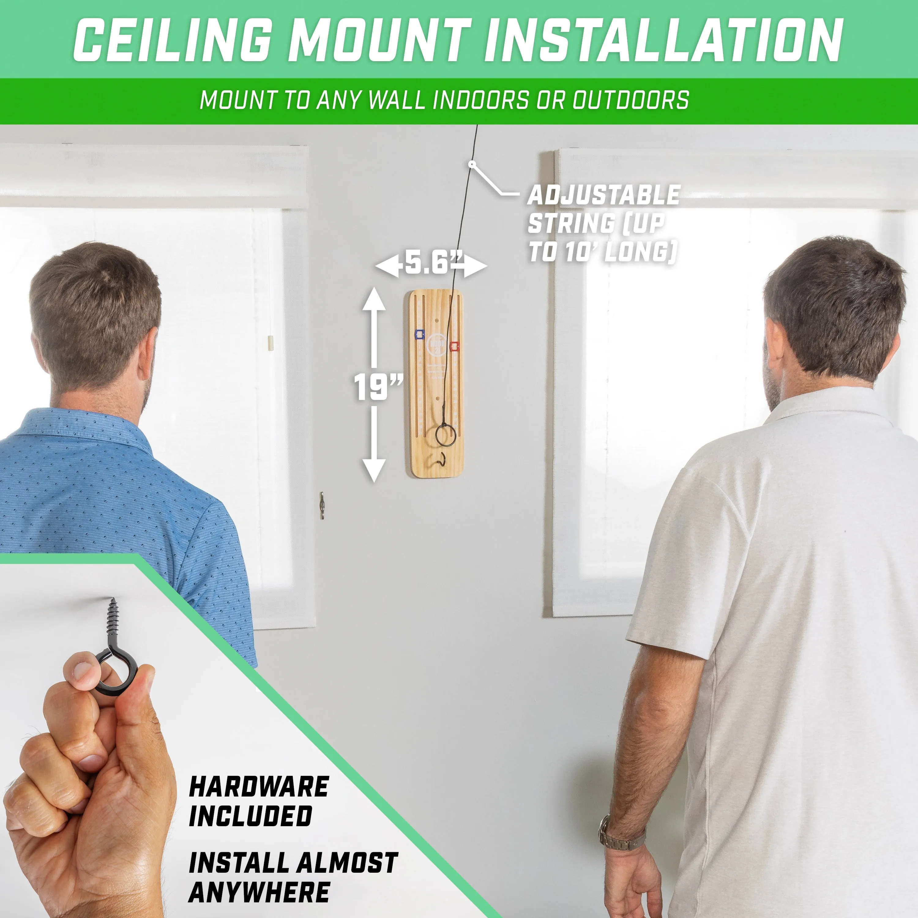 GoSports Hook 21 Ceiling Mount Ring Swing Game - Natural
