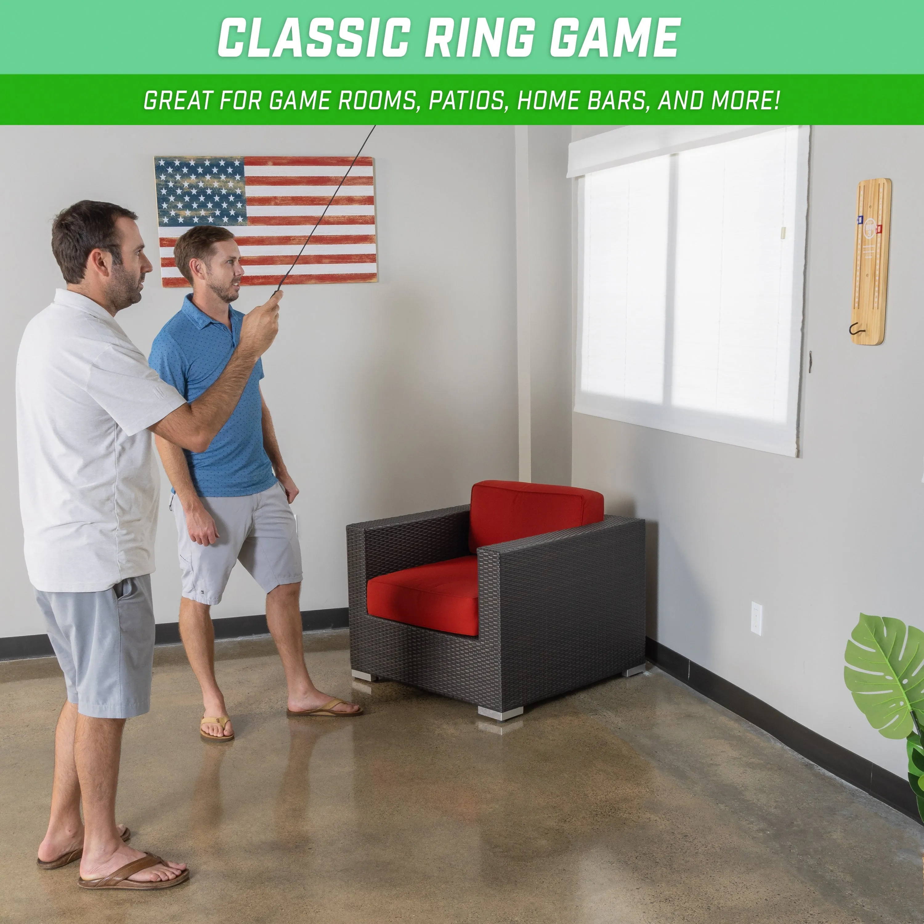 GoSports Hook 21 Ceiling Mount Ring Swing Game - Natural