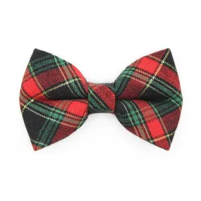 Holiday Cat Bow Tie - "Telluride" - Red Green & Black Christmas Plaid Bow Tie for Cat / Christmas, Winter / Cat   Small Dog Bowtie