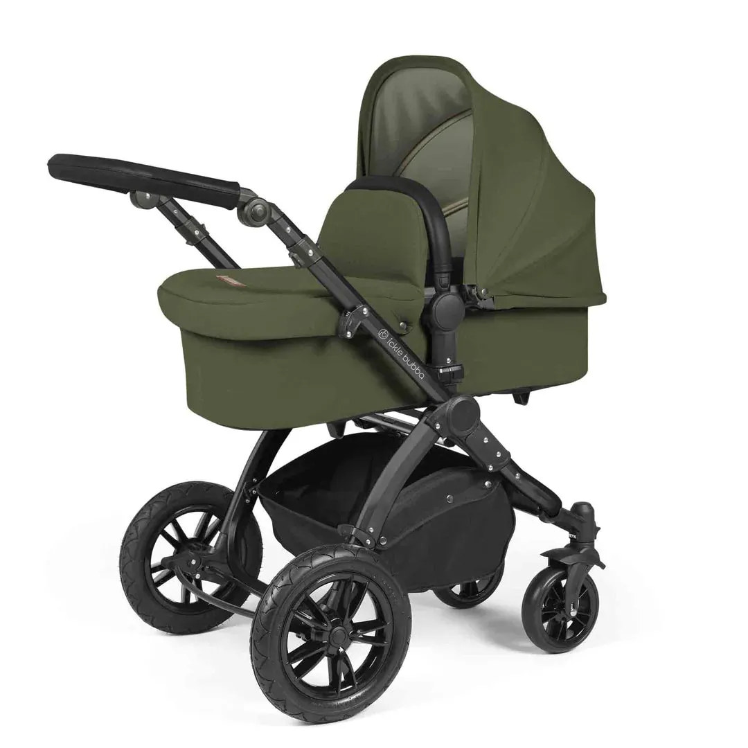 Ickle Bubba Stomp Luxe 12 Piece Travel System with i-Size Cirrus Car Seat & ISOFIX Base  - Woodland
