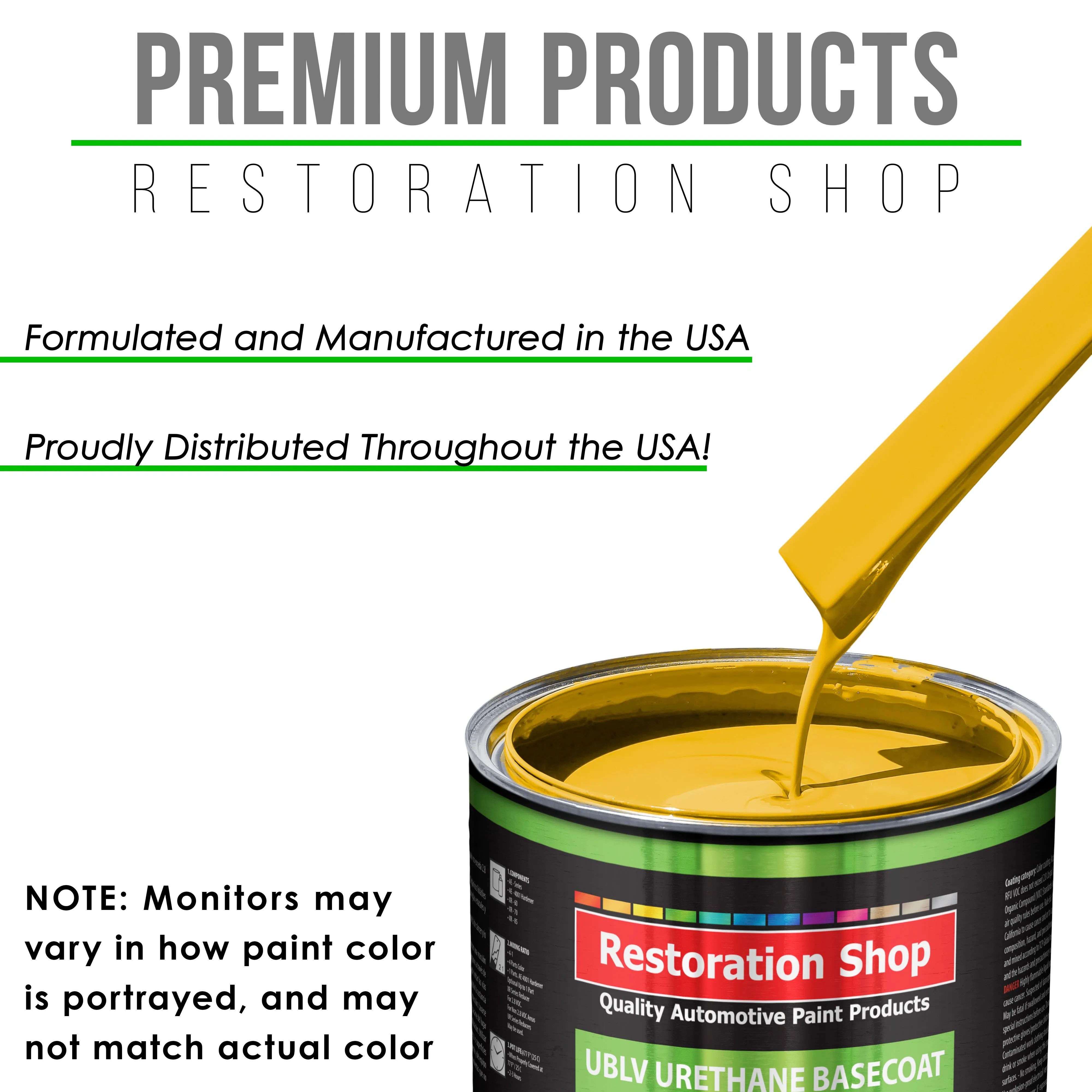 Indy Yellow - LOW VOC Urethane Basecoat Auto Paint - Gallon Paint Color Only - Professional High Gloss Automotive, Car, Truck Refinish Coating