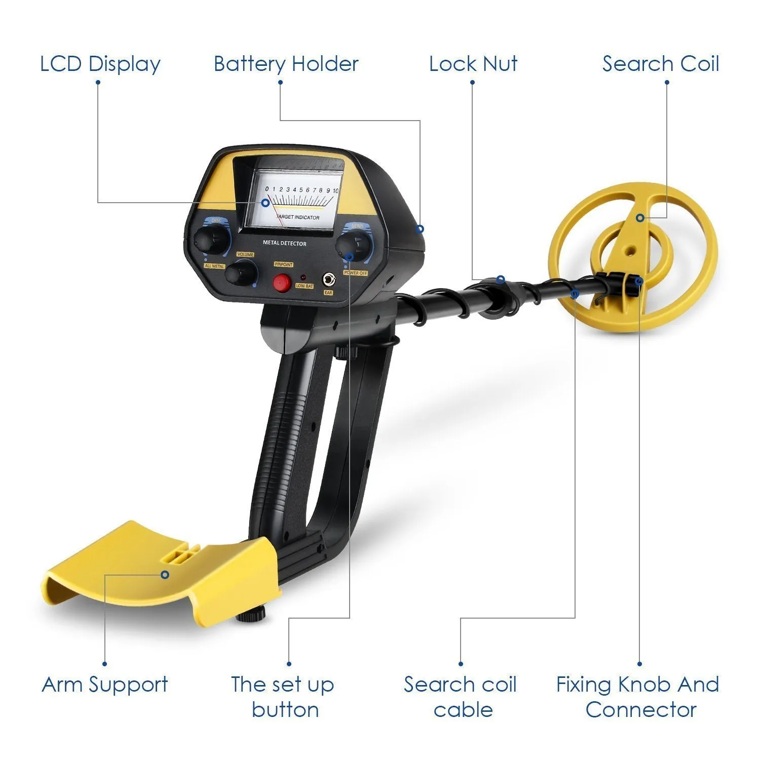 INTEY Metal Detector Waterproof Metal Detectors Starter Kit with Pinpoint and Discrimination Mode (Complimentary: Multi-Function Folding Shovel)