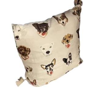 Johnny Was Casper Linen Embroidered Pillow Square Ivory Dog Pet Dogs New