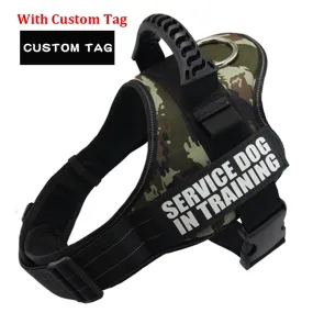 K9 Nylon Personalized Service Dog harness Reflective Adjustable Pet Harness for Sizes XS to XL  No Pull Dog Harness with custom tag and color options Service Dog