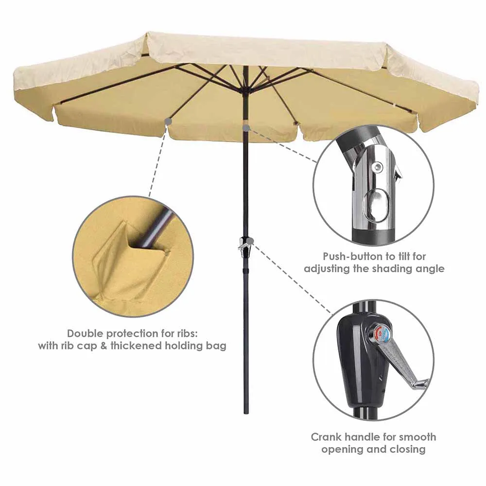 LAGarden 10ft Patio Outdoor Market Umbrella Tilt Multiple Colors