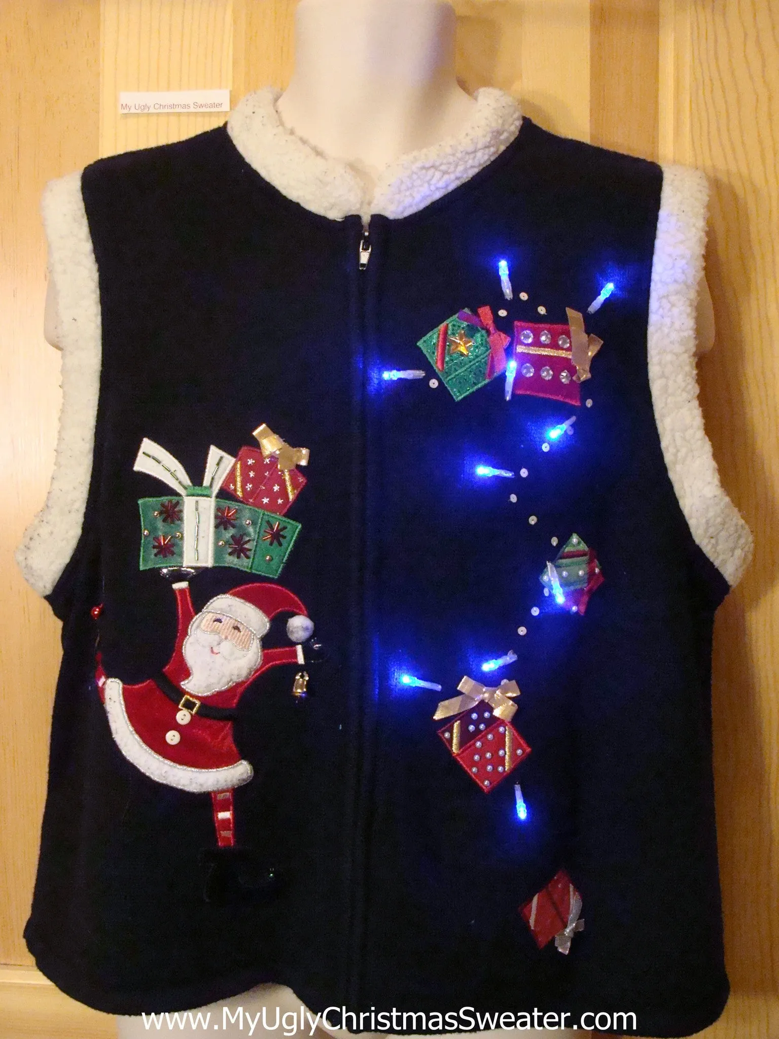 Light Up Christmas Sweater Vest Santa Tumbling Gifts