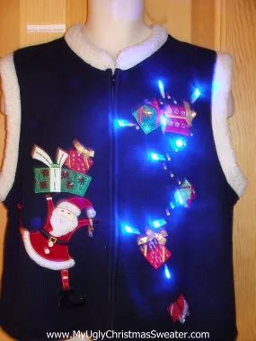 Light Up Christmas Sweater Vest Santa Tumbling Gifts