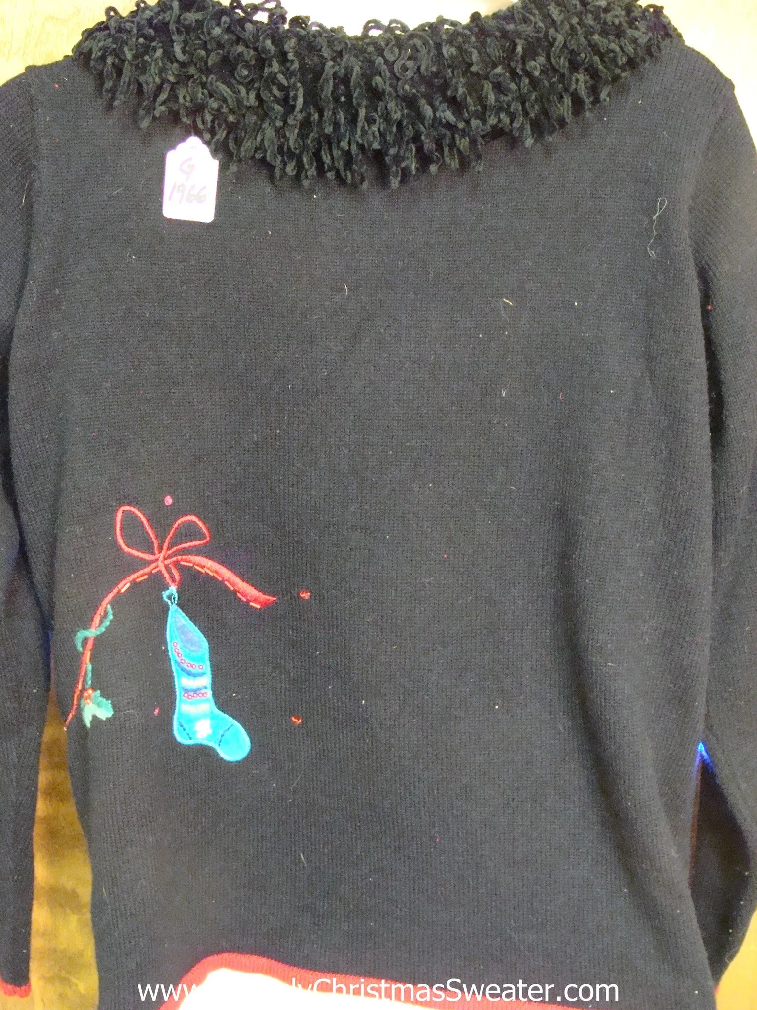 Light Up Ugly Christmas Jumper with Huge Fluffy Collar