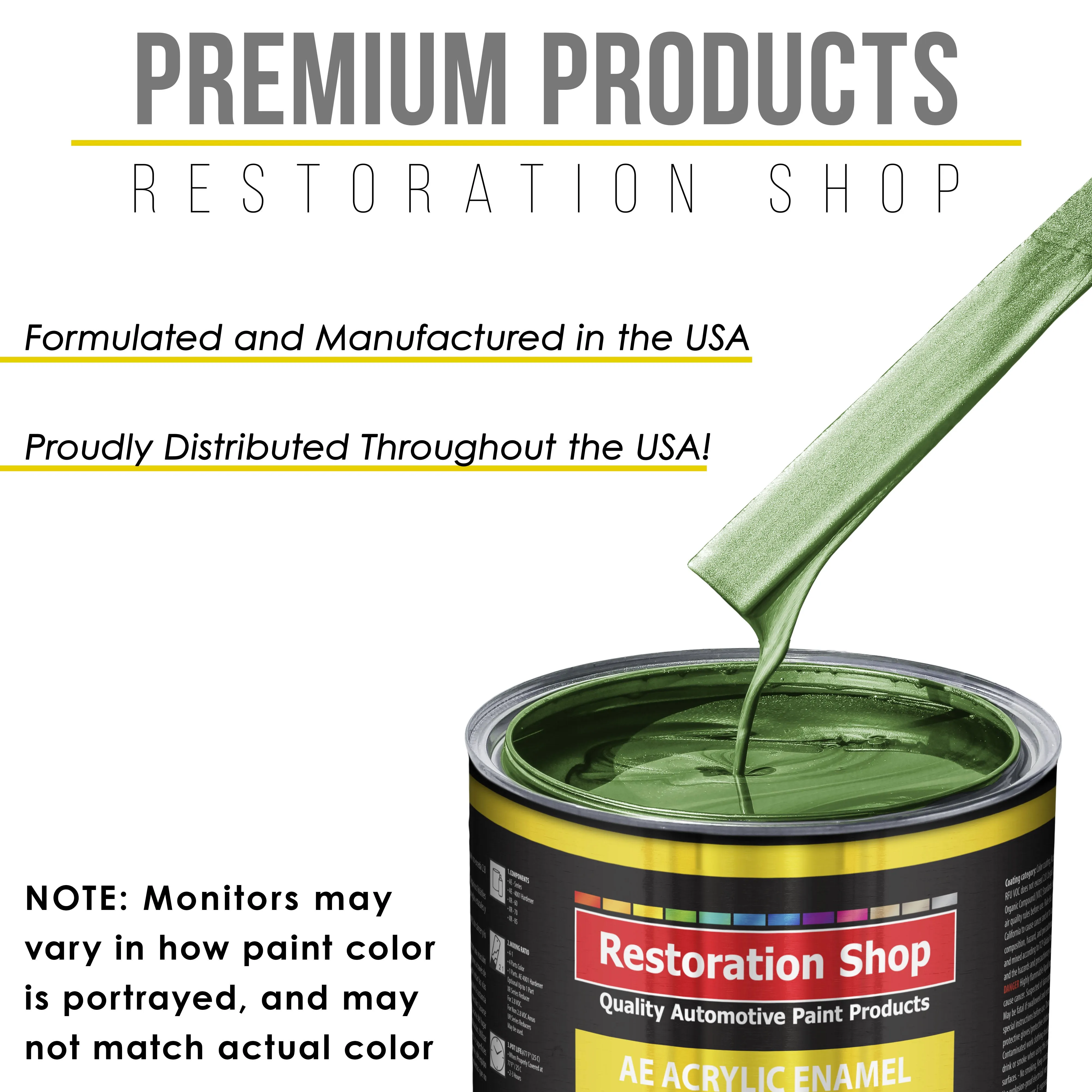 Medium Green Metallic Acrylic Enamel Auto Paint - Complete Quart Paint Kit - Professional Single Stage Automotive Car Coating, 8:1 Mix Ratio 2.8 VOC